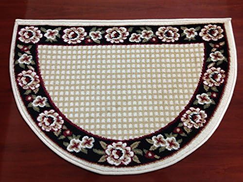 Classic Design Hearth Rug,Beige Black, Fireplace Lodge Cabin 22"x 34" Fire Retardant