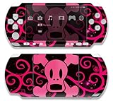 ~Sony PSP Slim 3000 Skin Decal Sticker - Pink Screaming Crossbones~