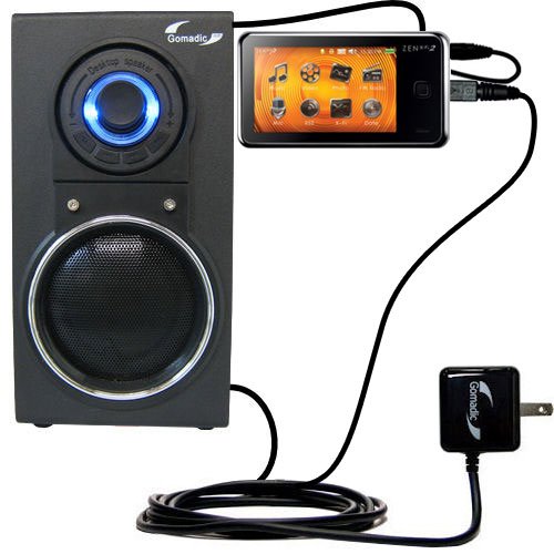 10 Watt Battery Powered Portable Amplified Audio Speaker with Dual charger also charges the Creative Zen X-Fi2 Deluxe
