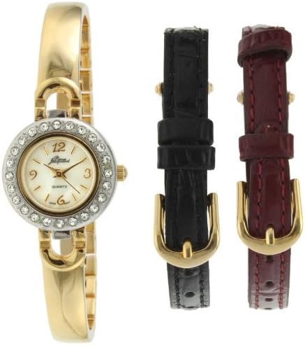 Pierre Jacquard ST3 Women's Gold-Tone Half Bangle Gift Set Watch