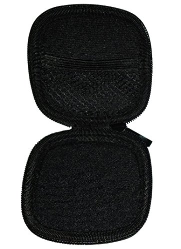 Basstyle Premium EVA Carrying Earbuds Case with Zipper and Buckle Caraniner, Portable Mesh Pouch Leather Container Bag with Cable Shirt Clip for Cellphone In-Ear Headphones Earphones Earpods Storage, Extra Free Limited Edition 100% Pure Ceramic Earbuds with Hands-free Mic and Excellent Soud Included (Black)