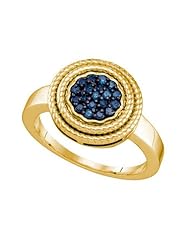 0.25CTW BLUE DIAMOND CLUSTER RING