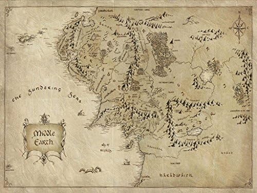 Kumax Map Of Middle Earth The Lord Of The Ring Fabric Canvas Cloth Poster Print For Bar Office Room Wall Print Decor (8.26x11.69inch 12x15.98inch 14x17.99inch )