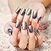 24pcs Fashion Style Symphony Shell Color Blue Metal Shine Bent Lady Artificial False Nail Tips Z089