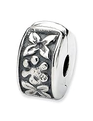 Sterling Silver Reflections Hinged Floral Clip Bead (3mm Diameter Hole)