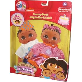 Nick Jr Dora the Explorer Big Sister Dress Up Outfit - Cuddle and Care Birthday Outfits with Tiara and Hat for Dora's Twins Brother and Sister (Doll Sold Separately)