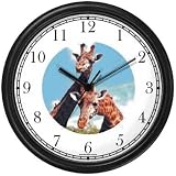 Giraffe Photo African Animal Wall Clock by WatchBuddy Timepieces (Black Frame)