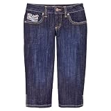 Girls' Xhilaration Embroidered Denim Capri Pants - Dark