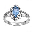 Sterling Silver Baby Ring - 2mm Band Width - 11mm Face Height - Sizes: 1-4 Blue Topaz CZ