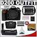 Nikon D200 10.2MP Digital SLR Camera + Nikon 18-135mm AF-S Lens + Extra Nikon EN-EL3e Battery + Nikon MB-D200 Battery Grip + Nikon SLR Gadget Bag + Lexar 4GB 133x Compact Flash Card + USB Card Reader