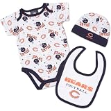 NFL Infant/Toddler Boys' Chicago Bears Bodysuit, Bib & Cap Set (Team Color, 6M)