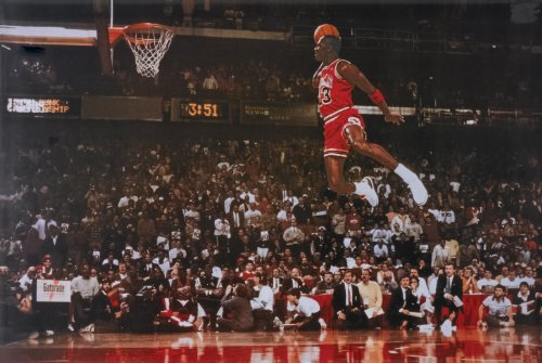Michael Jordan Famous Foul Line Dunk Vintage Sports Poster Print