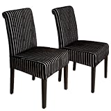 Talmage Black and White Striped Rolled-Back Dining Chair (Set of 2)