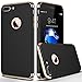 iPhone 7 Plus Case, COOLQO Ultra-thin 3in1 Plastic Electroplated Hard Frame + Tempered Glass Screen Protector Slim fit Shockproof PC Matte Cover Skin & Case for Apple iPhone 7 Plus 5.5 (Black)