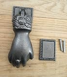 IRONMONGERY WORLDﾂｮ CAST IRON VICTORIAN ORNATE FANCY OLD STYLE DOOR KNOCKER FEMALE HAND WITH BALL by