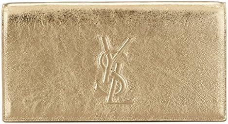 Yves Saint Laurent YSL Sac Belle du Jour Gold Metallic Leather Evening Bag Clutch 361120