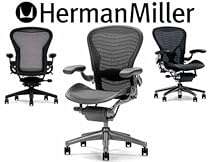 Hot Sale Aeron Chair by Herman Miller - Home Office Desk Task Chair Fully Loaded Highly Adjustable Medium Size (B) - PostureFit Lumbar Back Support Cushion Graphite Frame Wave Pyrite Pellicle