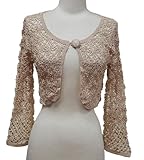 Aris A Crocheted Bolero Jacket in Champagne Medium