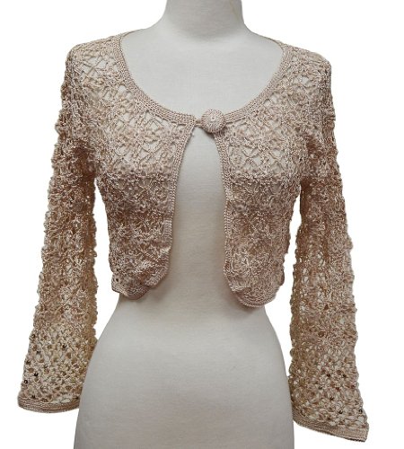 Aris A Crocheted Bolero Jacket in Champagne Medium