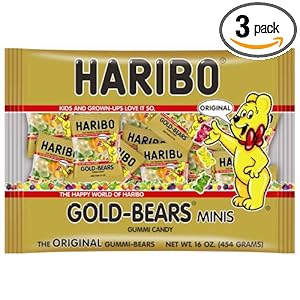 Haribo Gold-Bears Minis黄金小熊橡皮糖，16盎司每袋，3袋装