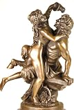Signed Mythical Half Man Half Beast w/ Girl Bronze Statue Fine Rare Hand Made Collectible Art Sculpture