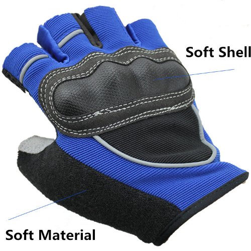 Aselling Tactical Airsoft Hunting Weightlifting Exercise Half Finger Sport Cycling Fitness Protective Gloves (blue, L)
