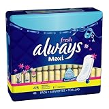 Maxi Regular Fresh Without Wings, Scented Pads 45 Count(Pack of 2)