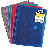 C-Line Super Heavyweight Poly Binder Pocket with Velcro Closure, 1-Inch Gusset, Letter Size, Pack of 36, Assorted Colors (58730)