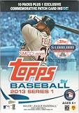 2013 Topps Baseball Series #1 Unopened Blaster Box with 10 Packs of 8 Cards Plus One Commemorative Patch Card