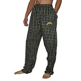 Mens NFL San Diego Chargers Plaid Cotton Thermal Sleepwear / Pajama Pants - Dark Blue & Yellow (Size: 4XL)