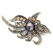 Pugster Gold Flower November Birthstone Topaz Crystal Gray Pearl Brooches Pins