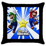 Throw Pillow Case Black of Super Mario and Luigi New (Super Mario Bros.)