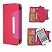 Rose Detachable PU Leather Wallet Card Case & Back Cover With Detachable Hand Strap Wristlet and Card Slot Holder For Apple iphone 5 / 5S