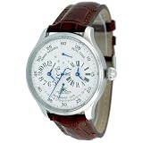 Adee Kaye Mens Dual Time Retrograde Automatic Watch with Power Reserve Indicator Model AK-5003-M7 by Adee Kaye