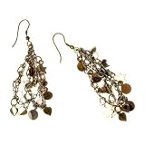 Starry Hearts Antique Bronze Metallic Dangle Earrings