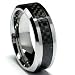 Tungsten Carbide Men's Ladies Unisex Ring Wedding Band 8MM (5/16 inch) Flat Step Carbon Fiber Band Comfort Fit (Available in Sizes 8 to 12) size 10