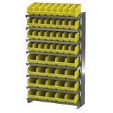 Akro-Mils APRSAST00 YELLOW Single Sided Pick Rack with 32 30040 and 20 30090 Yellow Shelf Max Bins