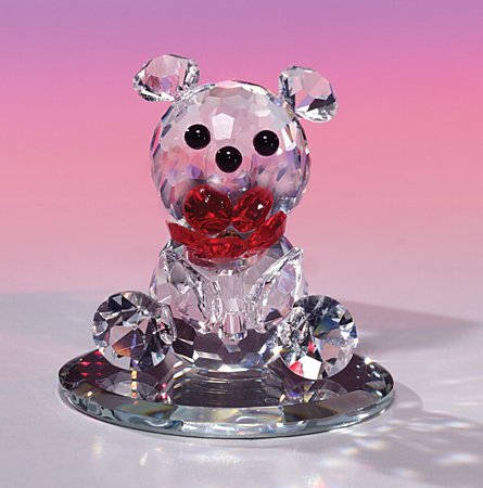 CRYSTAL WORLD Teddy with Red Flower