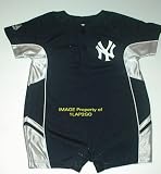 New York Yankees Infant Baby Closehole Mesh Dazzle Romper (6-9 Months)