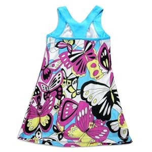 Me Me Me by Lipstik - Girls Sleeveless Butterfly Dress, Turquoise, Multi Me Me Me by Lipstik - Girls Sleeveless Butterfly Dress, Turquoise, Multi