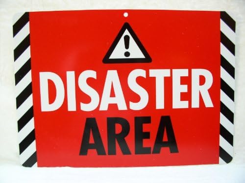 WARNING SIGN DISASTER AREA COLLEGE DORM MESSY ROOM FUNNY PRANK JOKE SIGNS