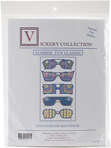 Vickery Collection 16 Count Summer Fun Glasses Counted Cross Stitch Kit, 6.125" by 11"