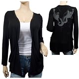 Sexy Long-Line Cardigan Black Pocket Plus Size Top