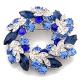 Sapphire Blue Wreath Austrian Crystal Pin Brooch