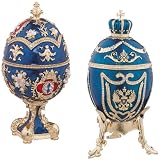 The Falkenburg Collection Faberge Style Enameled Egg: Set of Two