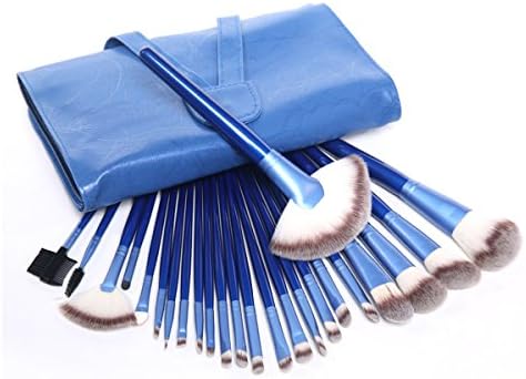 MeGooDo 24pcs superior Professional Soft Cosmetic Makeup Brush Set with Pouch Bag Case (24 pcs, Blue)