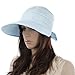 Marrywindix Handmade Chic Fashion Ladies Woman Bohemia Bowknot Summer Dual Purpose Two Uses Polyester Hat Braid Sun Visor Floppy Fold Summer Swimming Beach Hat (Light Blue)