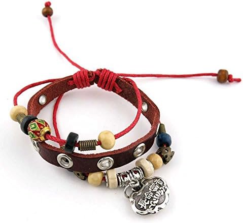 1 Piece Women's Men's Fashion Strand Bracelet Leather Handmade 2110 Beads Chinese Lock Braided Bangle