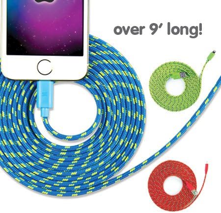DCI I Phone 5/5s USB Charging and Data Sync Cable 9 Ft Random Colors Shipped Xl Cable