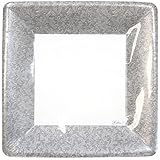 Lillian Tablesettings 24-Piece Square Paper Plates Set, 7-Inch, Silver Texture